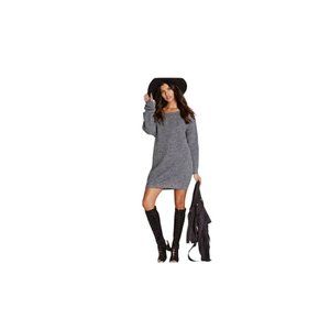 Missguided Grey Off the Shoulder Knit Jumper Dress M/L Long Sleeves NWT